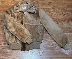 Vintage Lavion Leather Jacket Adult 44 Brown Suede Sherpa Mens Zip Western
