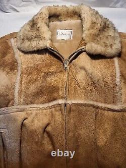 Vintage Lavion Leather Jacket Adult 44 Brown Suede Sherpa Mens Zip Western