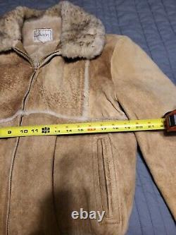 Vintage Lavion Leather Jacket Adult 44 Brown Suede Sherpa Mens Zip Western