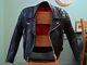 Vintage Leather Biker Jacket-size 36 38 Uk-small-red Lining-diamond Padding