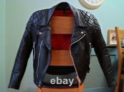 Vintage Leather Biker Jacket-size 36 38 Uk-small-red Lining-diamond Padding