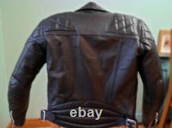 Vintage Leather Biker Jacket-size 36 38 Uk-small-red Lining-diamond Padding