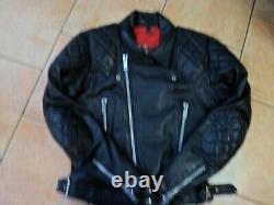 Vintage Leather Biker Jacket-size 36 38 Uk-small-red Lining-diamond Padding