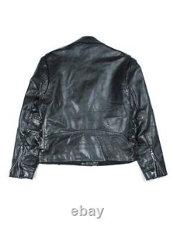 Vintage Leather Biker Side Lace Jacket Black (M)