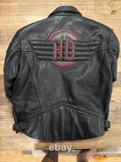 Vintage Leather Harley Davidson Motorcycle Jacket Size 40 Reg With Quilted Liner