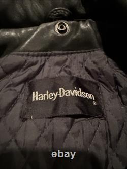 Vintage Leather Harley Davidson Motorcycle Jacket Size 40 Reg With Quilted Liner
