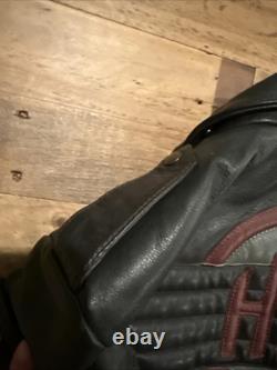 Vintage Leather Harley Davidson Motorcycle Jacket Size 40 Reg With Quilted Liner