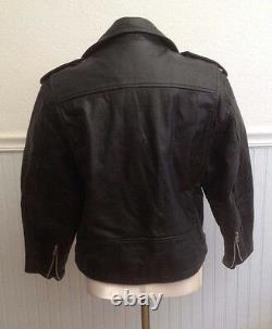 Vintage Leather Jacket COOPER Black Motorcycle diagonal zipper Size Large L