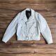 Vintage Leather Jacket Mens 40 White Biker Zipper Motorcycle Vintage Moto 70s