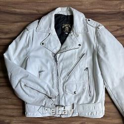 Vintage Leather Jacket Mens 40 White Biker Zipper Motorcycle Vintage Moto 70s