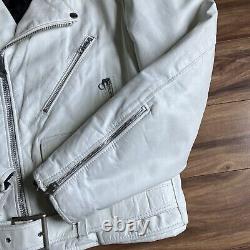 Vintage Leather Jacket Mens 40 White Biker Zipper Motorcycle Vintage Moto 70s