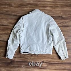Vintage Leather Jacket Mens 40 White Biker Zipper Motorcycle Vintage Moto 70s