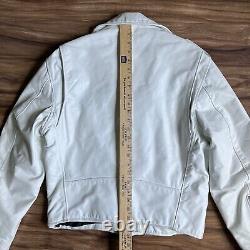 Vintage Leather Jacket Mens 40 White Biker Zipper Motorcycle Vintage Moto 70s