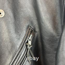 Vintage Leather Jacket Mens 46 Moto Black Eagle Unique Artwork Made USA Signed