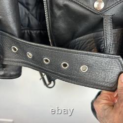 Vintage Leather Jacket Mens 46 Moto Black Eagle Unique Artwork Made USA Signed