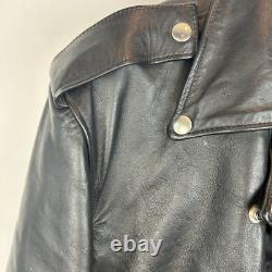 Vintage Leather Jacket Mens 46 Moto Black Eagle Unique Artwork Made USA Signed