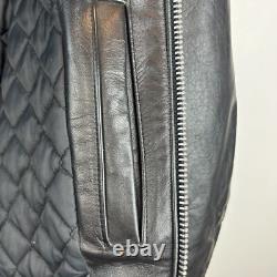 Vintage Leather Jacket Mens 46 Moto Black Eagle Unique Artwork Made USA Signed