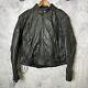 Vintage Leather King Motorcycle Jacket Mens Size 50 Black Full Zip Biker Padded