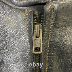 Vintage Leather King Motorcycle Jacket Mens Size 50 Black Full Zip Biker Padded