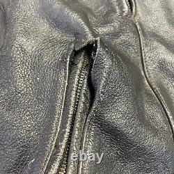 Vintage Leather King Motorcycle Jacket Mens Size 50 Black Full Zip Biker Padded
