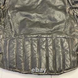 Vintage Leather King Motorcycle Jacket Mens Size 50 Black Full Zip Biker Padded