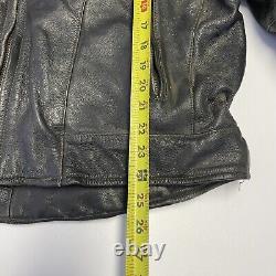 Vintage Leather King Motorcycle Jacket Mens Size 50 Black Full Zip Biker Padded