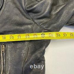 Vintage Leather King Motorcycle Jacket Mens Size 50 Black Full Zip Biker Padded
