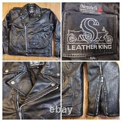 Vintage Leather King Motorcycle Leather Y2K BeltZipper Jacket Thinsulate Size 44
