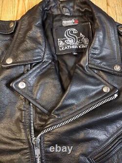 Vintage Leather King Motorcycle Leather Y2K BeltZipper Jacket Thinsulate Size 44