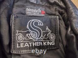 Vintage Leather King Motorcycle Leather Y2K BeltZipper Jacket Thinsulate Size 44