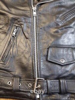 Vintage Leather King Motorcycle Leather Y2K BeltZipper Jacket Thinsulate Size 44