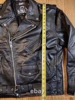 Vintage Leather King Motorcycle Leather Y2K BeltZipper Jacket Thinsulate Size 44
