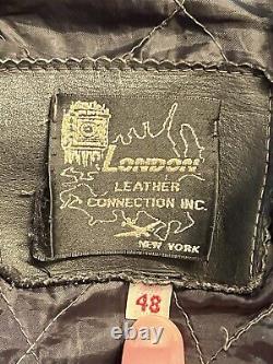 Vintage Leather Motorcycle Biker Jacket 1970s-80s, Custom Hand Painted