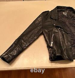 Vintage Leather Motorcycle Biker Jacket 1970s-80s, Custom Hand Painted