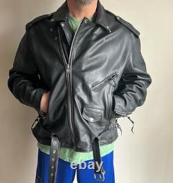 Vintage Leather Motorcycle Black Jacket Size Large