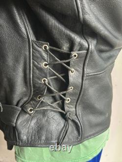 Vintage Leather Motorcycle Black Jacket Size Large