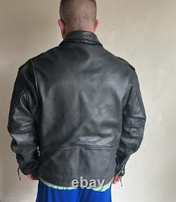 Vintage Leather Motorcycle Black Jacket Size Large