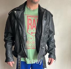 Vintage Leather Motorcycle Black Jacket Size Large