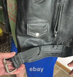 Vintage Leather Motorcycle Black Jacket Size Large