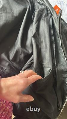 Vintage Leather Motorcycle Black Jacket Size Large