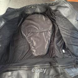 Vintage Leather Motorcycle Jacket, Black, Fully Padded, Vented, Size XXL 055