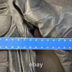 Vintage Leather Motorcycle Jacket, Black, Fully Padded, Vented, Size XXL 055