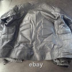 Vintage Leather Motorcycle Jacket, Black, Fully Padded, Vented, Size XXL 055