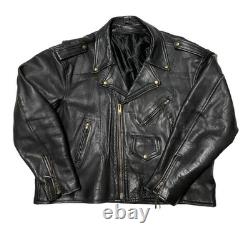 Vintage Leather Motorcycle Jacket Mens 3XL (60) Black Taylor USA Riding