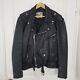 Vintage Leather Motorcycle Jacket Mens Large 42-44 Black Punk Biker Harley Vtg