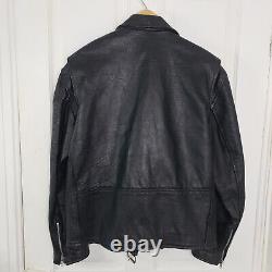 Vintage Leather Motorcycle Jacket Mens Large 42-44 Black Punk Biker Harley Vtg