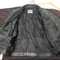 Vintage Leather Motorcycle Jacket Mens Large 42-44 Black Punk Biker Harley Vtg