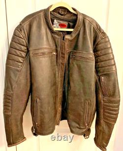 Vintage Leather Motorcycle Jacket Premium Leather with Extra Padding Men's 5x
