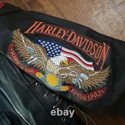 Vintage Leather Motorcycle Jacket Size 48 Harley Davidson Patches Barely Worn