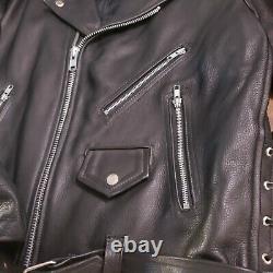 Vintage Leather Motorcycle Jacket Size 48 Harley Davidson Patches Barely Worn